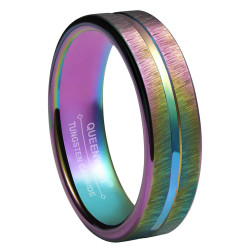 4mm Rainbow Tungsten Carbide Wedding Rings Rainbow Anodized Groove Center Women Jewelry