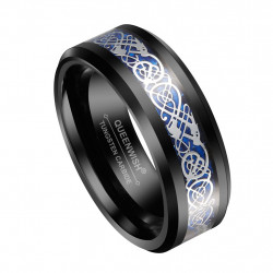 6mm Black Silve Celtic Dragon Ring Tungsten Carbide Wedding Band