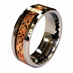 8mm Rose Gold Celtic Dragon Ring Tungsten Carbide Wedding Band