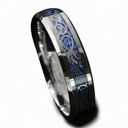 6mm Silvering Celtic Dragon Ring Tungsten Carbide Wedding Band
