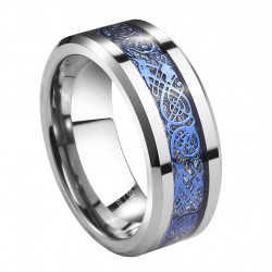 8mm Silvering Celtic Dragon Ring Tungsten Carbide Wedding Band