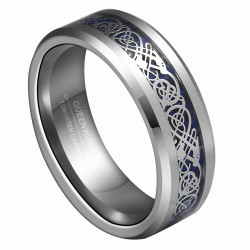 8mm Silvering Celtic Dragon Ring Tungsten Carbide Wedding Band