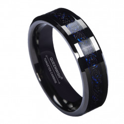 6mm Black Celtic Dragon Ring Tungsten Carbide Wedding Band