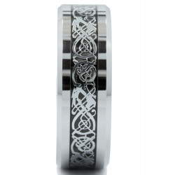 6mm Silver Celtic Dragon Ring Tungsten Carbide Wedding Band